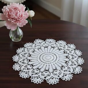 RITIKA Wool Crochet Handmade Round Multi-design Table Mat (22-inch)