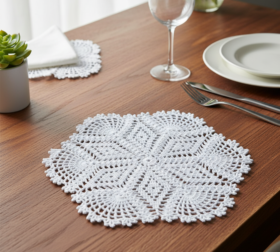 RITIKA Crochet large Handmade Table Mat (18 INCH) - Image 2