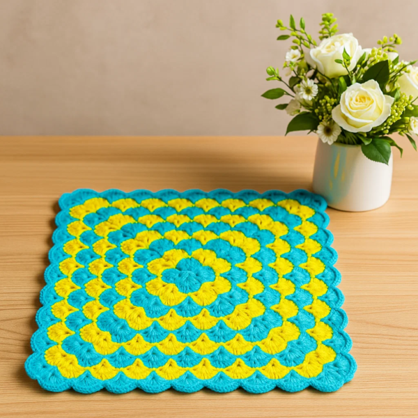 RITIKA Crochet Handmade Table Mat Square (13.5 inch) Multicolor