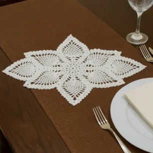 Ritika Woolen Handmade Crochet Doily/placemat/Table mat star 18x24