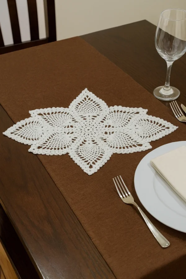 Ritika Woolen Handmade Crochet Doily/placemat/Table mat star 18x24