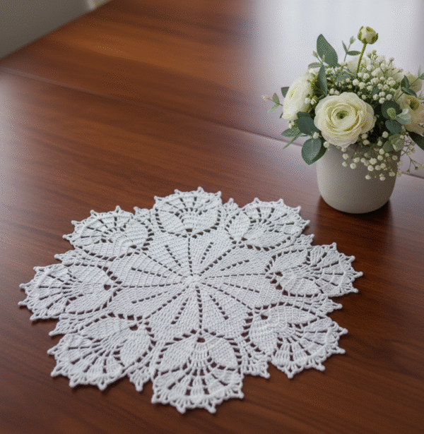 RITIKA Crochet Handmade White Table Mat Tulip - Image 2