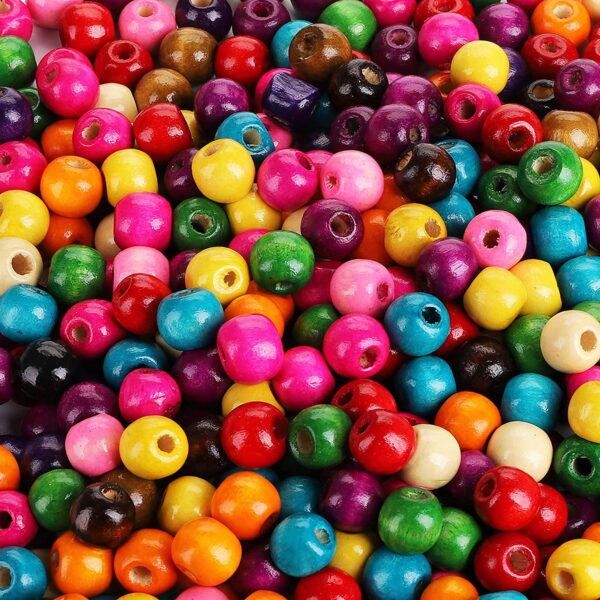 RITIKA CRAFT Plastic WOODEN Round Beads for Beading, Jewellery Making & Art Craft Work !! Size : 12 mm X 12 mm - Pack of 100 - Multicolour