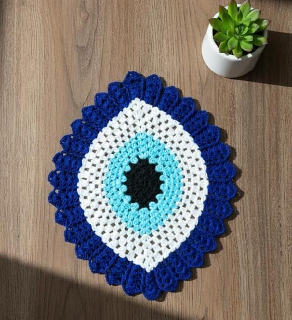 RITIKA Crochet EVIL EYE Handmade Table Mat (17x14inch) - Image 3
