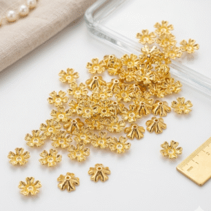 RITIKA CRAFT Golden Flower 100 pcs for Toran Making/Jewellery Making/Craftwork/Decoration