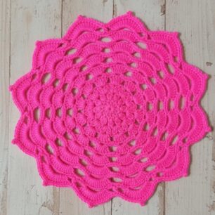 RITIKA Woolen Crochet Handmade(12.5 inch) Table Mat (PINK)