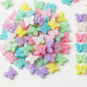 RITIKA Craft Plastic Butterfly Shape Beads 100pcs for Beading, Jewellery Making & Art Craft Work !! Size : 12x15 mm - Multicolour