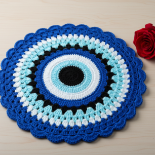 Ritika Craft® Crochet EVILEYE Handmade Table Mat (13inch)
