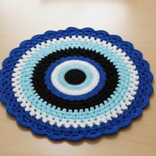 Ritika Craft® EVILEYE Handmade Crochet Doily/placemat/Table mat (17inch)
