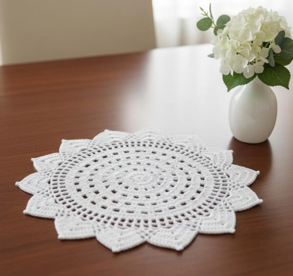 Ritika Craft® Woolen Handmade Crochet Table Mat Round (16 inch) - Image 2