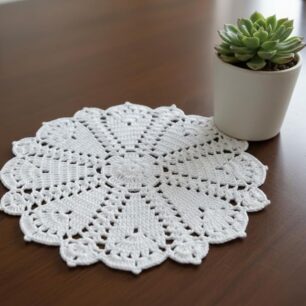 RITIKA Crochet Ccotton Handmade Table Mat13.5inch White