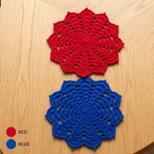 RITIKA Crochet Handmade(12.5inch) Royal Blue and Red Table Mat Round set of 2