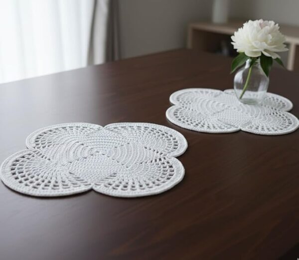 Ritika Craft® Woolen Handmade Crochet Table Mat Round (12.5 inch) - Image 3
