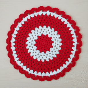 RITIKA Craft® Crochet Doily/placemat/Table mat (14.5 inch) White & Red