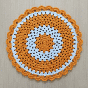 RITIKA Craft® Handmade RITIKA Craft® Crochet Doily/placemat/Table mat (14.5 inch) White &Yellow