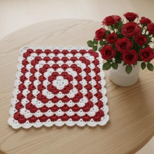 RITIKA CRAFT® Woollen Crochet Handmade Table Mat Square (12.5inch) Vintage Doily Mat…