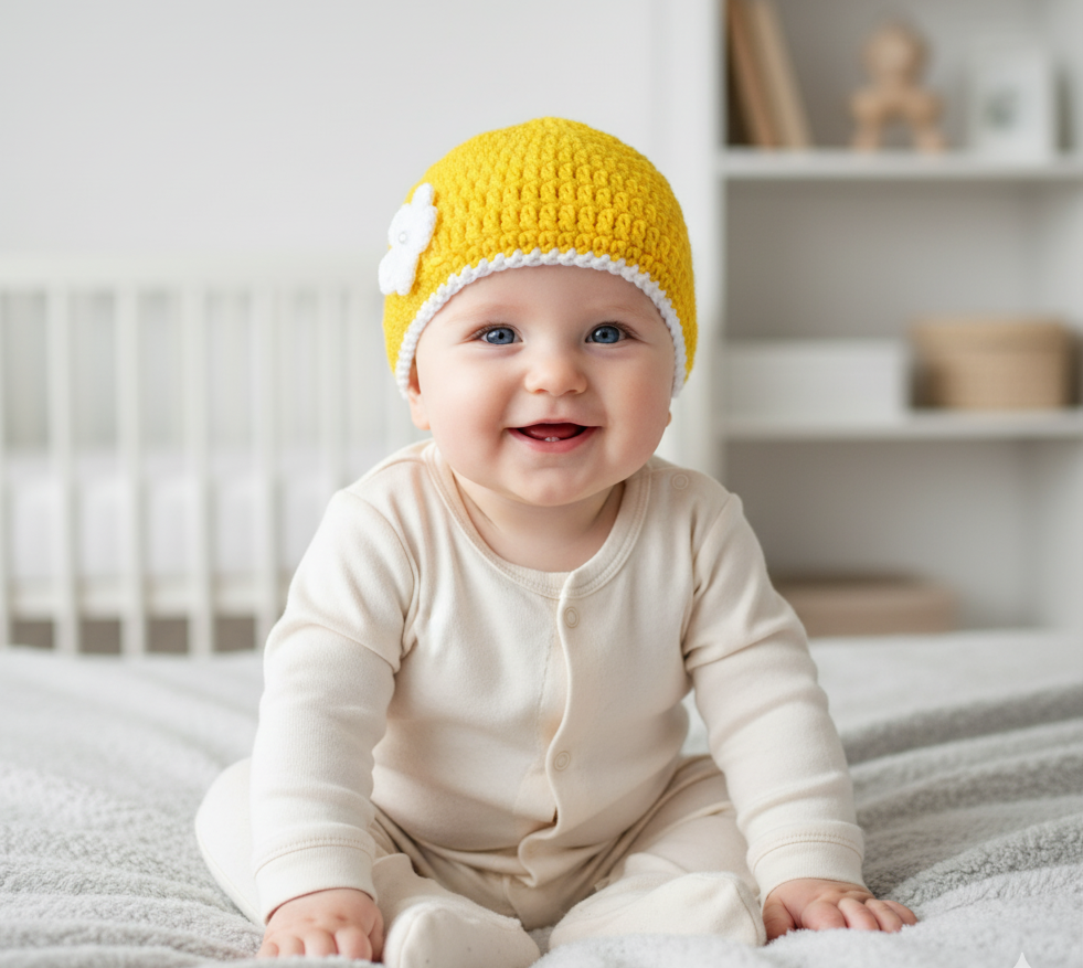 Unisex Cute Baby Boy's & Girl Woolen Cap (0-6 month)