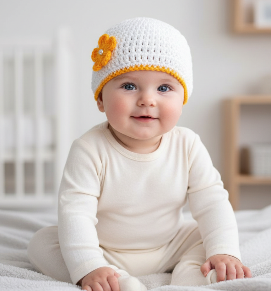 Unisex Cute Baby Boy's & Girl Woolen Cap (0-6 month)