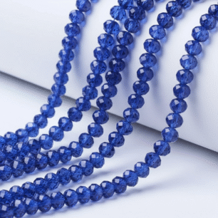 RITIKA CRAFT 6mm blue Rondelle/Tire Crystal Macrame Plastic Beads for Arts, Crafts & Decoratives-High Sparkle Cutting Crystal Beads for Macrame, Jhula, Torana, Jhumar (150-160pcs)