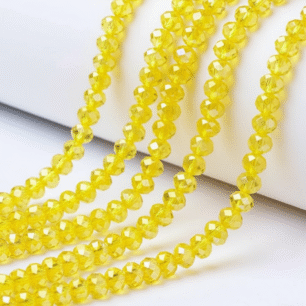 RITIKA CRAFT 6mm Lemon Rondelle/Tire Crystal Macrame Plastic Beads for Arts, Crafts & Decoratives-High Sparkle Cutting Crystal Beads for Macrame, Jhula, Torana, Jhumar (150-160pcs)