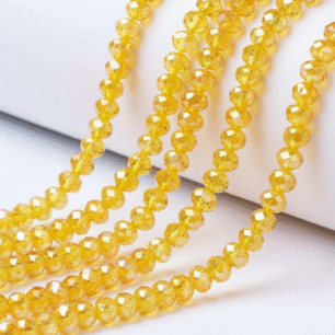 RITIKA CRAFT 6mm Yellow Rondelle/Tire Crystal Macrame Plastic Beads for Arts, Crafts & Decoratives-High Sparkle Cutting Crystal Beads for Macrame, Jhula, Torana, Jhumar (150-160pcs)