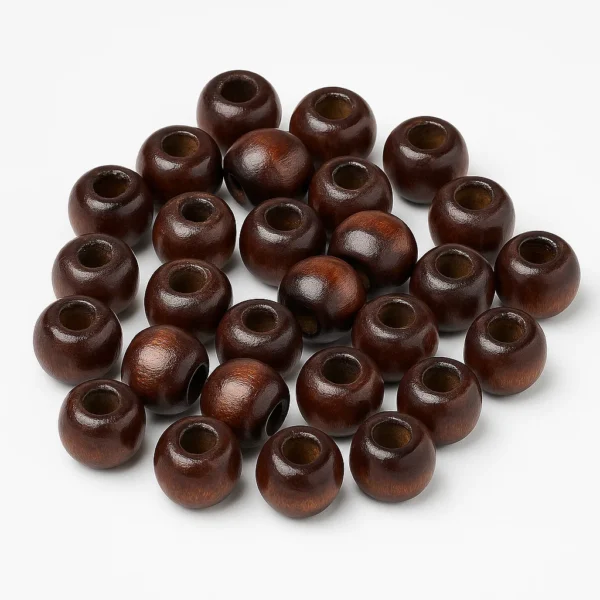 Combo Pack of Ivory White & Brown Wooden Beads (200 pcs) | 12mm x 10mm Natural Round Wood Beads for Jewelry Making, Crafts, Macrame & DIY (100+100 pcs Each Color) - Image 5