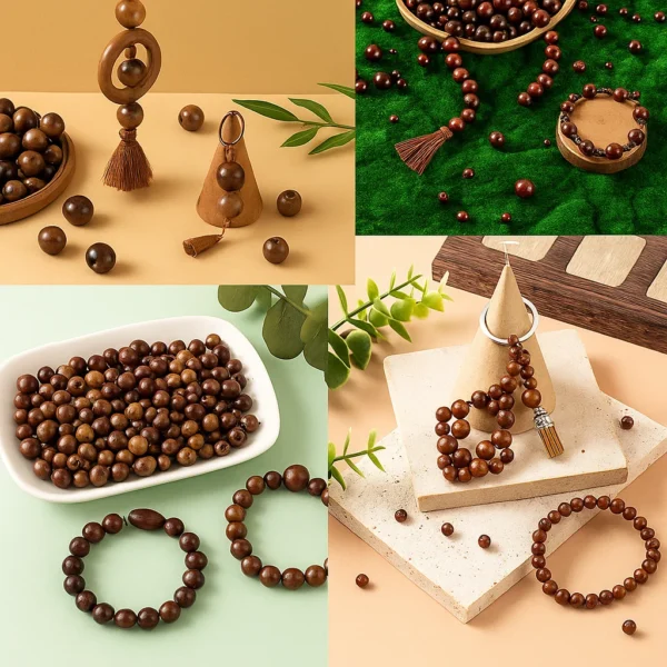 Combo Pack of Ivory White & Brown Wooden Beads (200 pcs) | 12mm x 10mm Natural Round Wood Beads for Jewelry Making, Crafts, Macrame & DIY (100+100 pcs Each Color) - Image 4