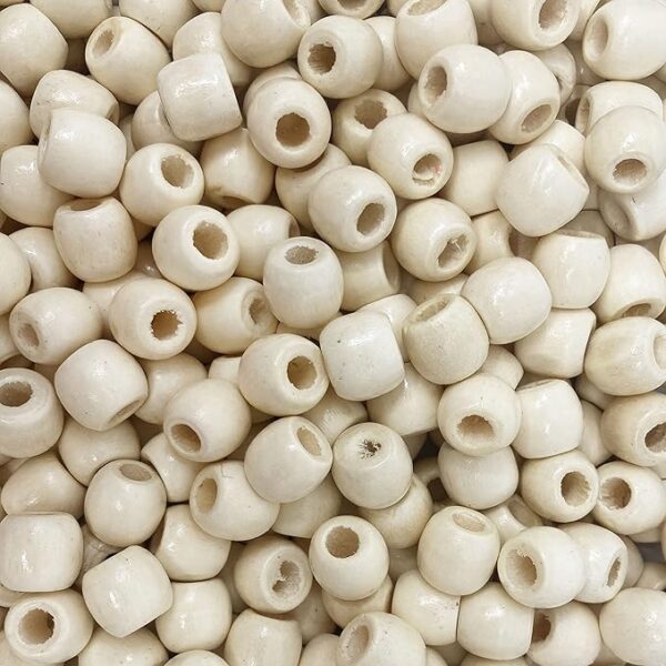 Combo Pack of Ivory White & Brown Wooden Beads (200 pcs) | 12mm x 10mm Natural Round Wood Beads for Jewelry Making, Crafts, Macrame & DIY (100+100 pcs Each Color) - Image 3