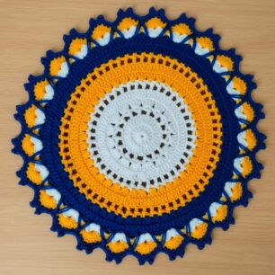 RITIKA Woollen Crochet Handmade Table Mat (13.5inch) Mandla Design/Rangoli Design