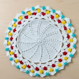 RITIKA Woolen Crochet Multicolor Handmade Doily/placemat/Table Mat 14.5 inch