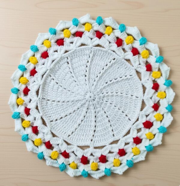 RITIKA Woolen Crochet Multicolor Handmade Doily/placemat/Table Mat 14.5 inch