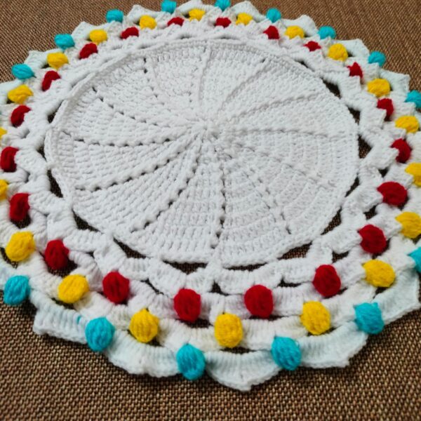 RITIKA Woolen Crochet Multicolor Handmade Doily/placemat/Table Mat 14.5 inch - Image 2