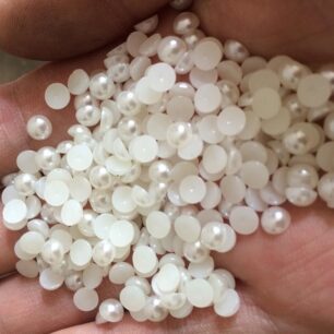 RITIKA CRAFT 4 mm Half Round Artificial Beads Flat Back Pearl for Craft DIY Making (offWhite) -2000 Pieces