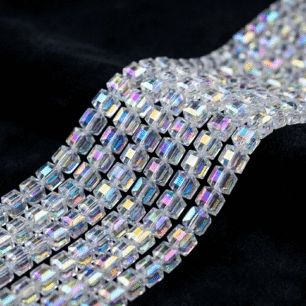 Clear AB 10X10mm Crystal Beads Cube Crystal Glass Sew on for Bracelet Necklace Jewelry Making DIY Craft Decoration 97pcs