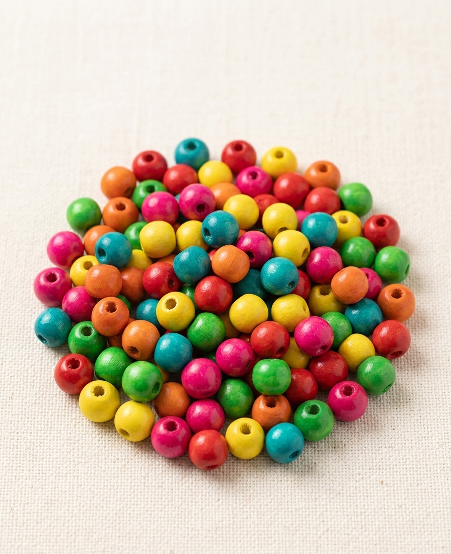 Wooden Beads for Macrame, Jewellery Making & Art Craft Work !! Size : 8x7 mm - Pack of 200 - Multicolour