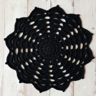 RITIKA Woolen Crochet Handmade(12.5 inch) Table Mat (Black)